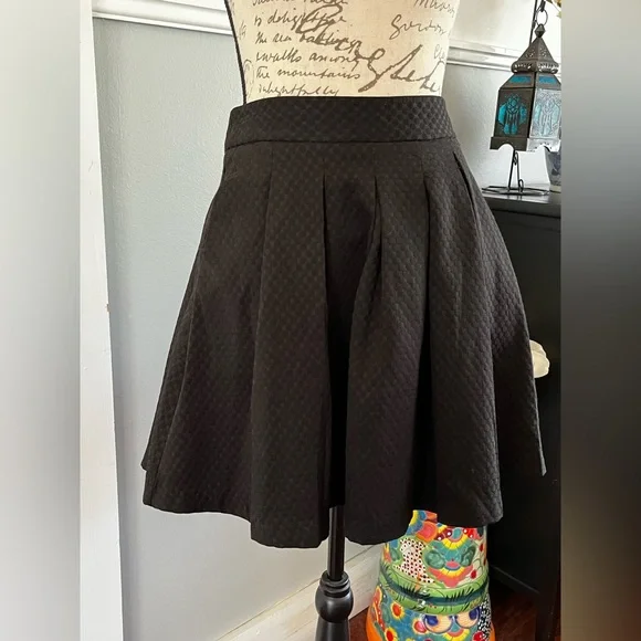 EUC Metaphor Elegant Black Pleated Mini Skater Skirt Pockets Lined Size 4 Small - Picture 5 of 15